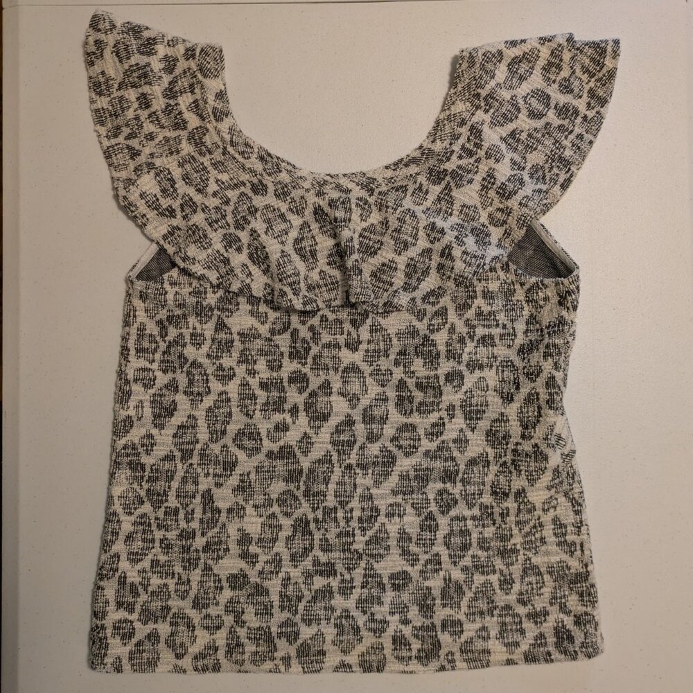 NWOT Vintage Anthropologie Dolan flutter sleeve leopard print tweed blouse - Picture 2 of 8